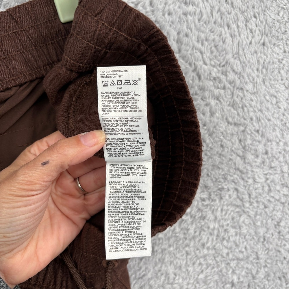 NEW Athleta Retreat Linen Wide Leg Pant Size L Tall Woodland Brown High Rise - Picture 10 of 11